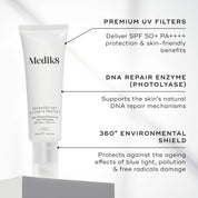 Medik8 skincare product with features highlighted on a white background
