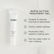 Medik8 Rapid Action Treatment Gel packaging with product benefits on a cream background