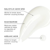 Skincare product with labeled ingredients on a white background
