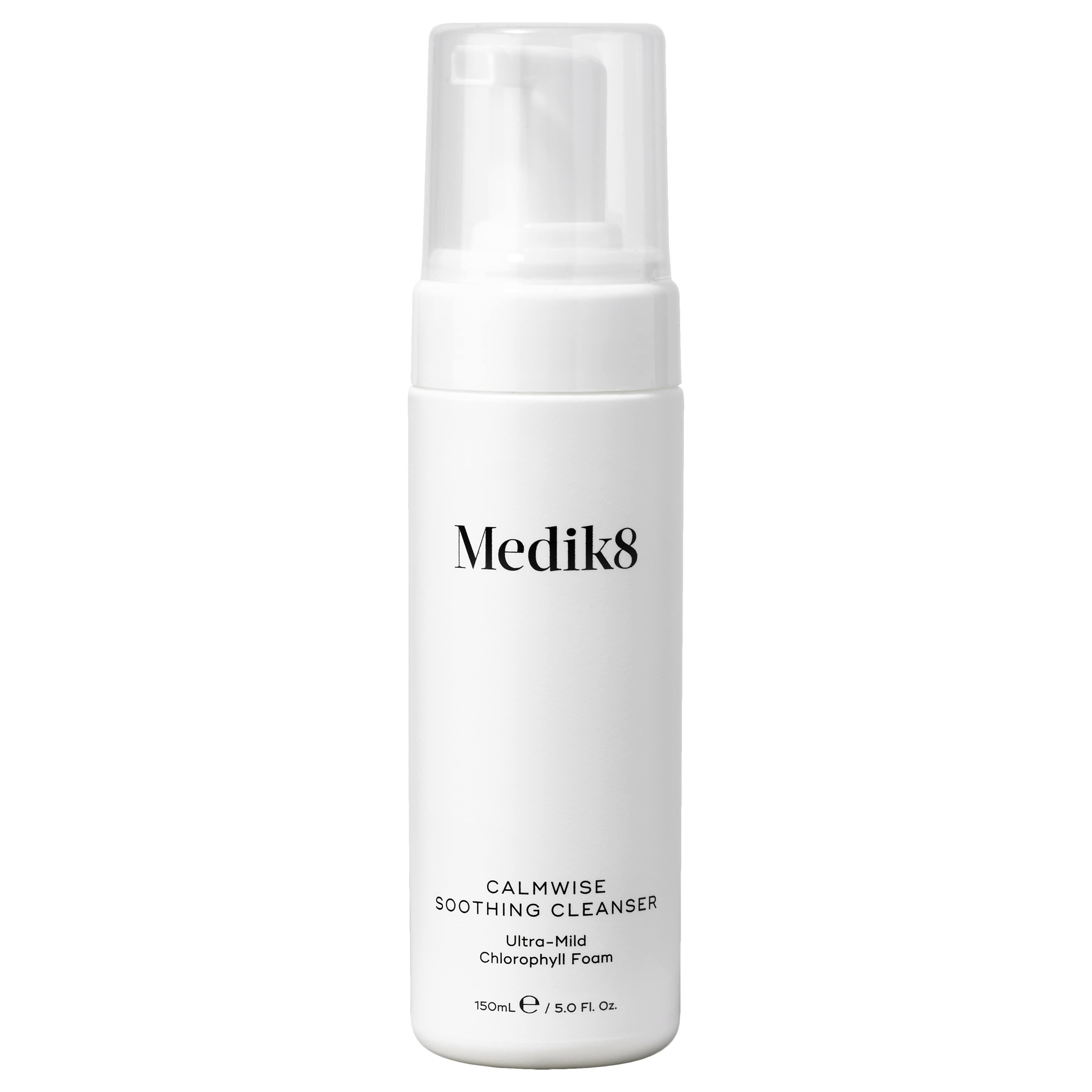 A pump bottle of Medik8 Calmwise Soothing Cleanser 150ml designed for sensitive skin.
