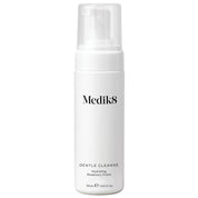 A pump bottle of Medik8 Gentle Cleanse, hydrating facial foam for sensitive skin, with a white and minimalistic design.