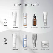 A tube of Medik8 Surface Radiance Cleanse, alongside other Medik8 products