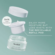 A jar of Medik8 Total Moisture Daily Facial Cream with information about recycling