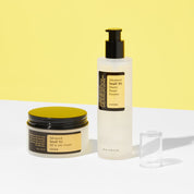 CosRX skincare products on a yellow and white background